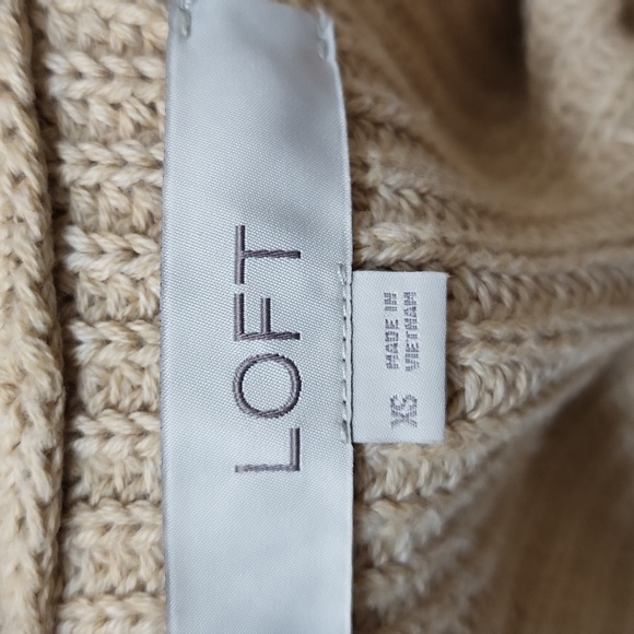 LOFT Camel Tan Boat Neck with Black Side Ties Sweater - Picture 8 of 9
